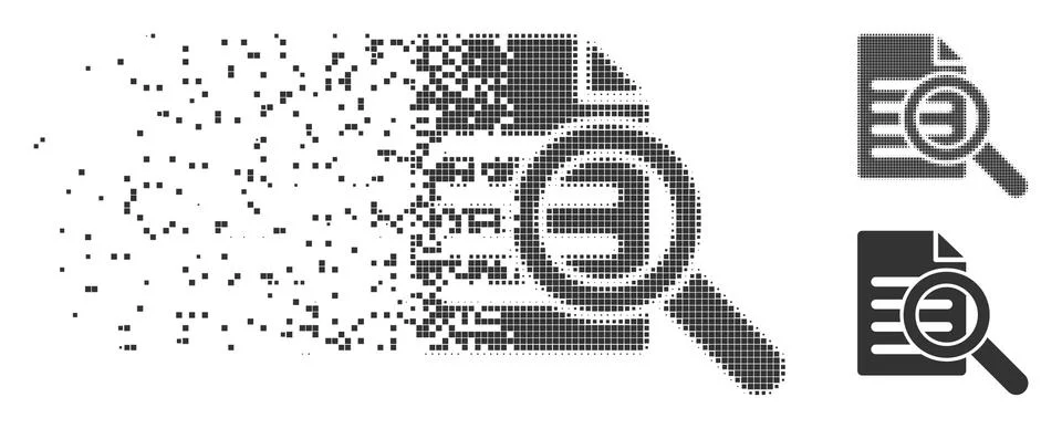 Dissolving Pixel Halftone Search Document Icon Stock Illustration