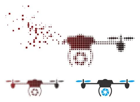 Dissolving Pixel Halftone Shutter Spy Airdrone Icon Stock Illustration