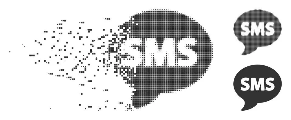 Dissolving Pixel Halftone SMS Icon Stock Illustration