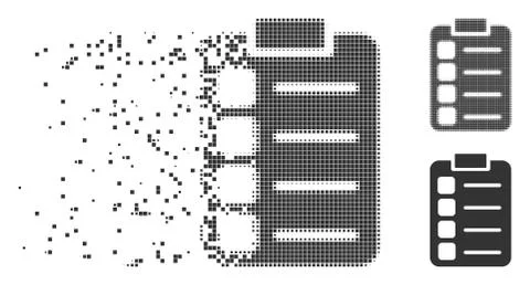 Dissolving Pixel Halftone Tasks Icon Stock Illustration