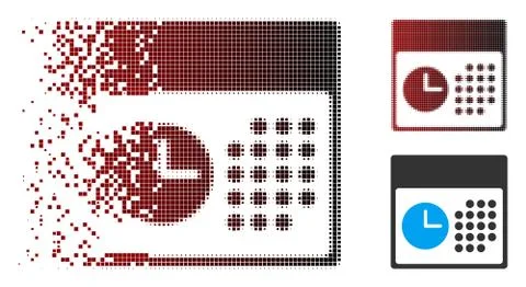 Dissolving Pixel Halftone Time And Date Icon Stock Illustration