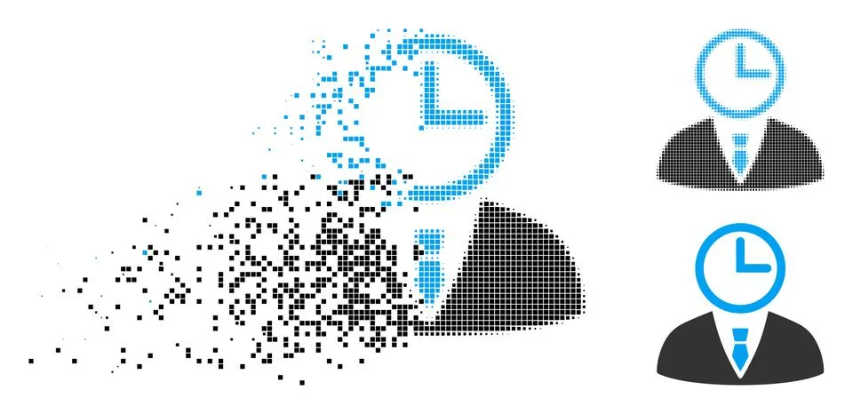 Dissolving Pixel Halftone Time Manager Icon Illustrazione stock