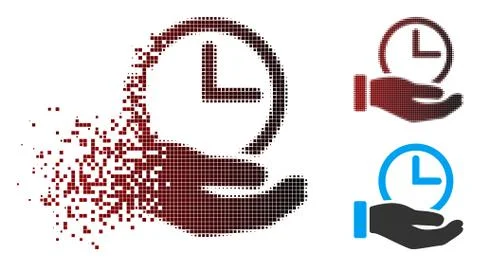 Dissolving Pixel Halftone Time Service Icon Stock Illustration