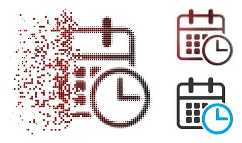 Dissolving Pixel Halftone Timetable Icon Illustrazione stock