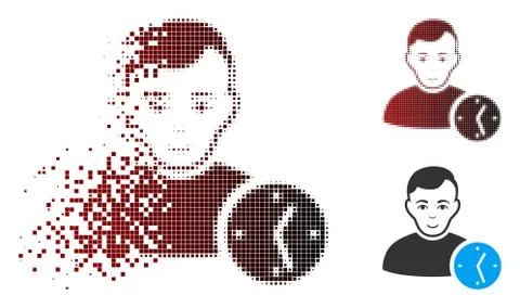 Dissolving Pixel Halftone User Clock Icon Illustrazione stock