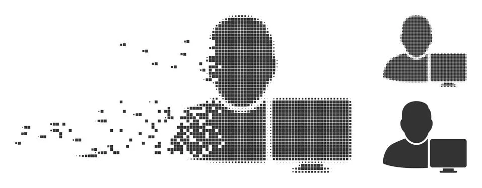 Dissolving Pixel Halftone User Computer Icon Stock Illustration