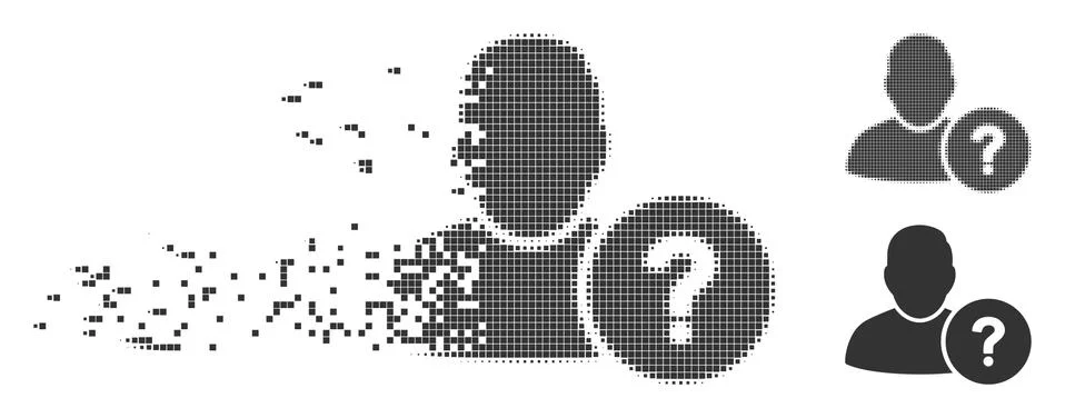 Dissolving Pixel Halftone User Question Icon Ilustração Stock