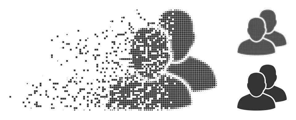 Dissolving Pixel Halftone Users Icon Stock Illustration