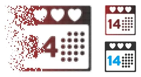 Dissolving Pixel Halftone Valentine Love Day Icon Stock Illustration