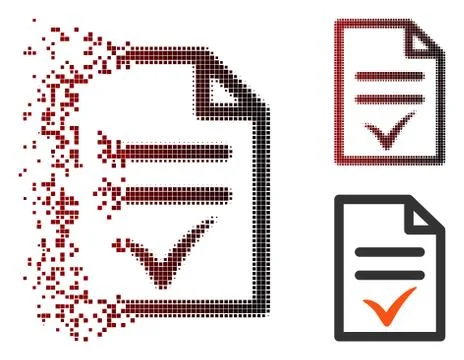 Dissolving Pixel Halftone Valid Document Icon Stock Illustration