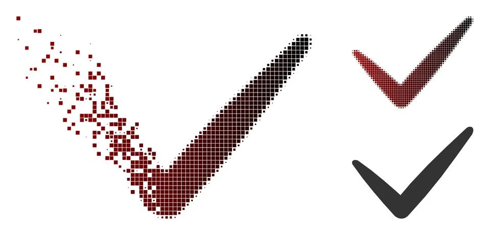 Dissolving Pixel Halftone Valid Icon Illustrazione stock