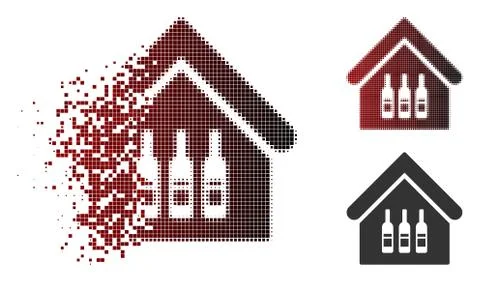 Dissolving Pixel Halftone Wine Bar Icon Stock Illustration
