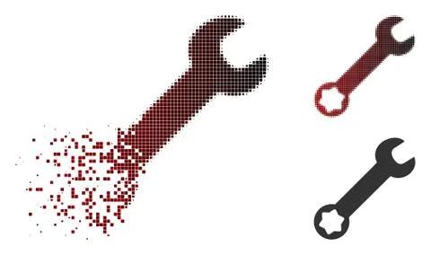 Dissolving Pixel Halftone Wrench Icon Illustrazione stock