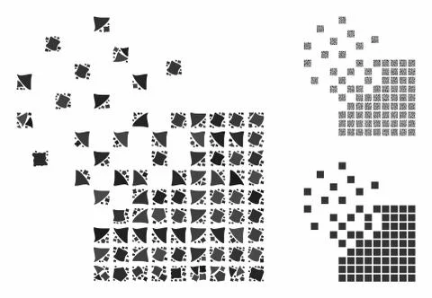 Dissolving pixel mosaic Icon of Rugged Items Stock Illustration