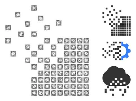 Dissolving Pixel Mosaic Polygonal Web Vector Mesh Illustration Illustrazione stock