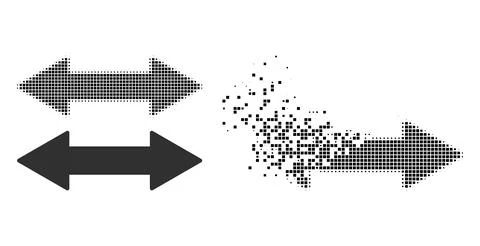 Dissolving Pixelated and Original Horizontal Exchange Arrow Icon Stock Illustration