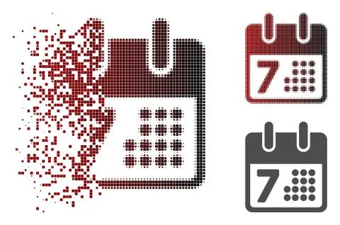 Dissolving Pixelated Halftone Calendar Day Page Icon Ilustración de archivo