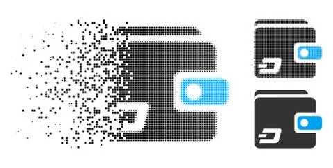 Dissolving Pixelated Halftone Dash Wallet Icon Stock Illustration