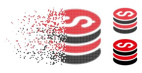 Dissolving Pixelated Halftone Dollar Coins Stack Icon イラスト素材