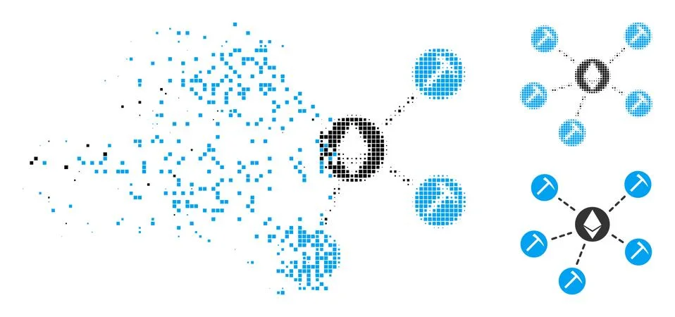 Dissolving Pixelated Halftone Ethereum Mining Pool Icon Ilustración de archivo