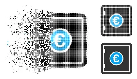 Dissolving Pixelated Halftone Euro Safe Icon Ilustración de archivo