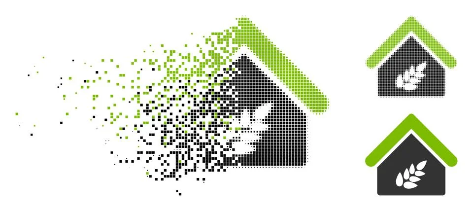 Dissolving Pixelated Halftone Grain Warehouse Icon Ilustración de archivo