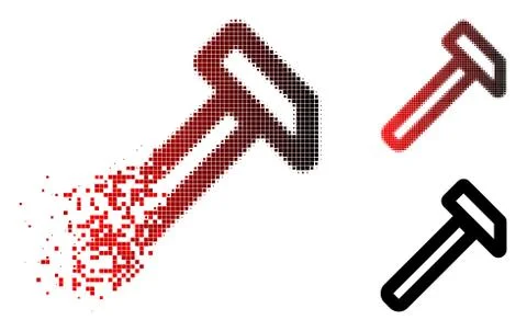Dissolving Pixelated Halftone Hammer Icon Ilustración de archivo