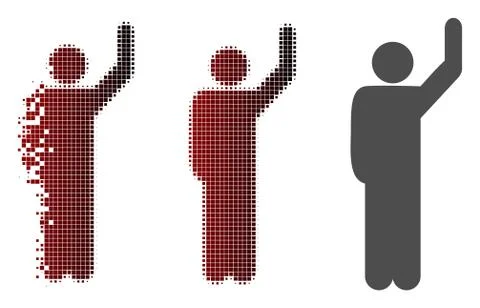 Dissolving Pixelated Halftone Hitchhike Pose Icon Ilustración de archivo