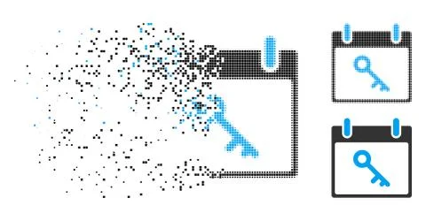 Dissolving Pixelated Halftone Key Calendar Day Icon Ilustración de archivo