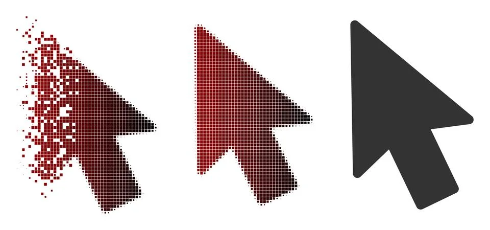 Dissolving Pixelated Halftone Mouse Pointer Icon Stock Illustration