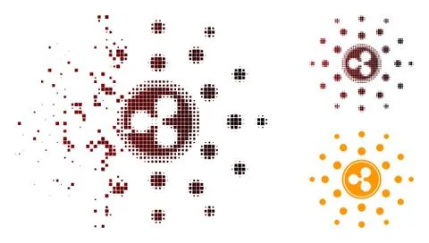 Dissolving Pixelated Halftone Ripple Coin Shine Icon Stock Illustration