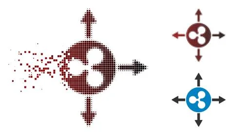 Dissolving Pixelated Halftone Ripple Directions Icon Illustrazione stock