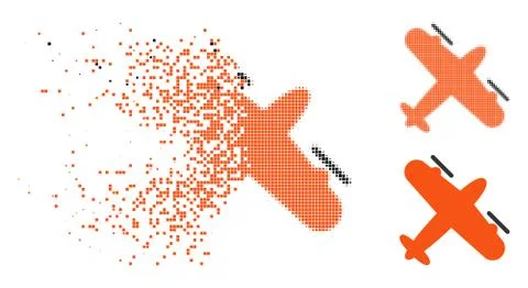 Dissolving Pixelated Halftone Screw Aeroplane Icon Illustrazione stock