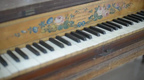 Dissonance from a terribly false old vintage piano. Stock Footage 67636712