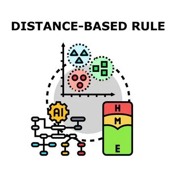 Distance based rule for classification calculating algorithm Stock Illustration