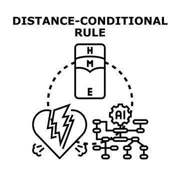 Distance conditional rule and artificial intelligence concept Stock Illustration