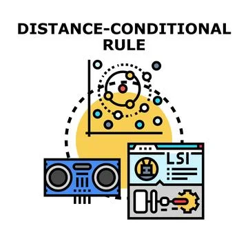 Distance conditional rule concept for data analytics Illustrazione stock