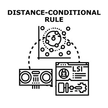 Distance conditional rule concept for data analytics Stockillustratie