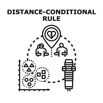 Distance conditional rule defining relationship boundaries and data analysis Stock Illustration