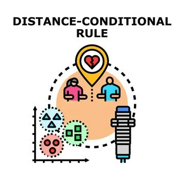 Distance conditional rule defining relationship boundaries and data analysis Stock Illustration