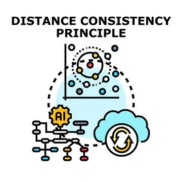 Distance consistency principle in data science computing Stock Illustration