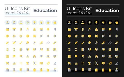 Distance education flat gradient two-color ui icons set for dark, light mode Illustrazione stock