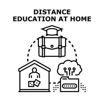 Distance education at home concept learning remotely 스톡 일러스트