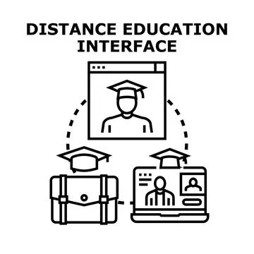 Distance education interface connecting students globally イラスト素材