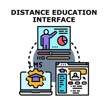 Distance education interface providing online learning system Stock Illustration