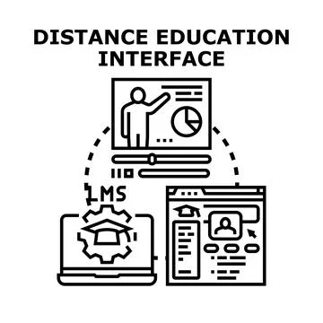 Distance education interface providing online learning system Illustrazione stock