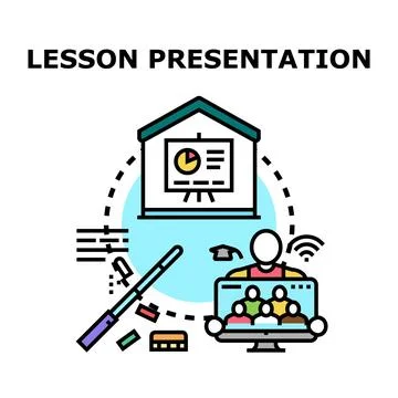 Distance education lesson presentation concept illustration vector Stock Illustration
