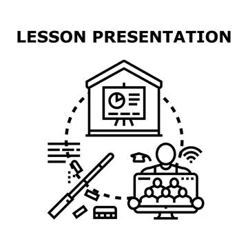 Distance education lesson presentation concept illustration vector Stock Illustration