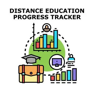 Distance education progress tracker vector illustration concept Stock Illustration