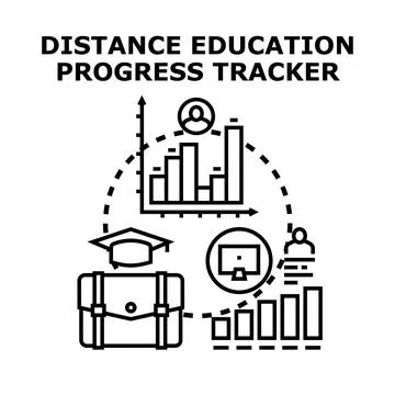 Distance education progress tracker vector illustration concept Stockillustratie